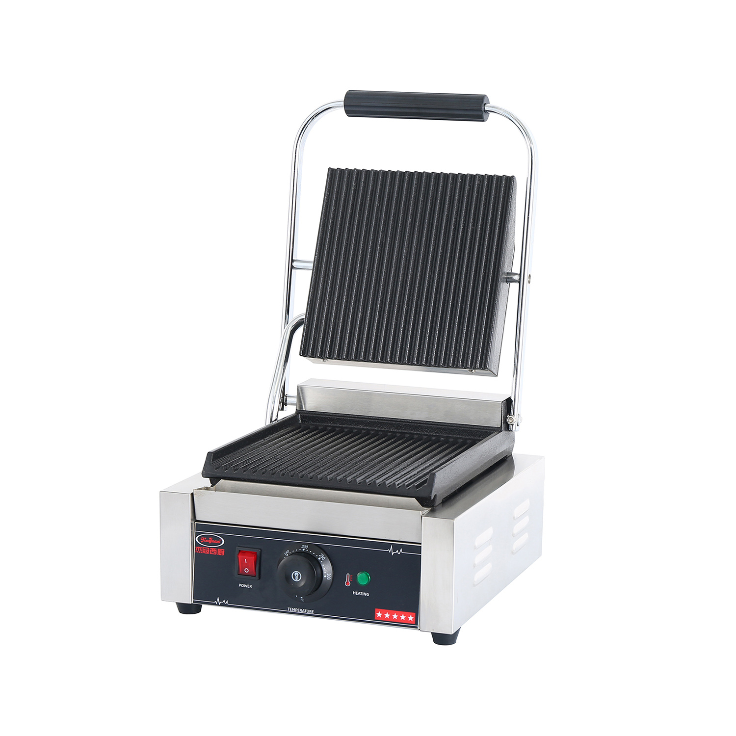 Panini Grill elettrico a piastra singola (superiore scanalato inferiore piatto)