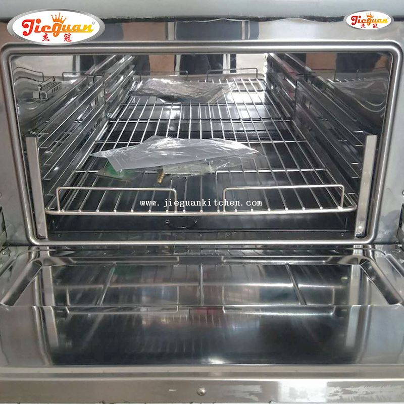 Piano cottura professionale a gas 4 fuochi con piastra e forno per ristoranti e alberghi