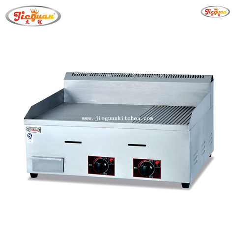 Piastra a gas GPL da 730 mm con 2/3 piatta e 1/3 scanalata